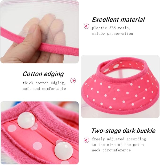 Andiker Pet Cone Recovery Dog Cone Adjustable Dog Collar Clear Padded Collar with Breathable Soft Edge Plastic Puppy Cone Protect The Neck Surgery Recovery Designed for Cats and Puppies (Small, Pink)