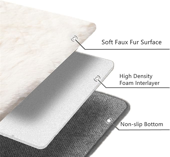SHENGOCASE 2-Pack Faux Rabbit Fur Dog Cat Bed Cushion Mat, 10" x 23.6"