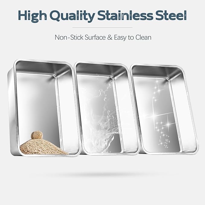 Stainless Steel Litter Box, XL 22.9”x15”x 10.3” High Sided Metal Cat Litter Tray with Scoop, Filter Pedal for Anti-Splash, Odor-Free, Non-Sticky, Easy to Clean (Dark Grey)