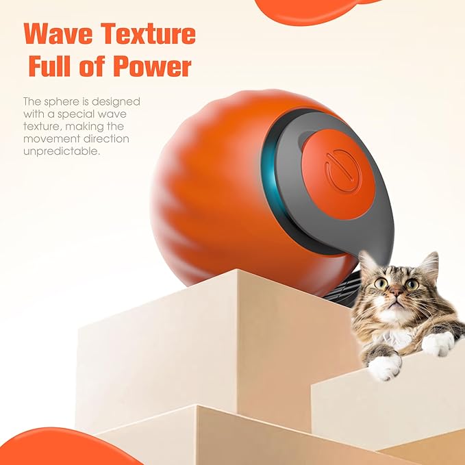 2025 New Upgrade Speedy Tail Cat Toy, Smart Interactive Pet Toys Comes with 4 Tails, Reinforced Version of The Cat Toys Balls, Two Speed Adjustment (Orange)