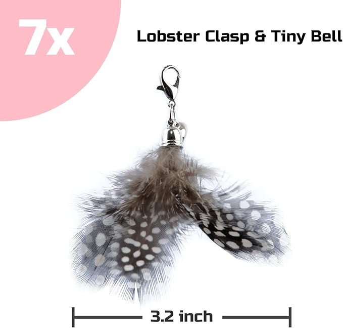 Cat Feather Toys, Interactive Cat Toys Kitten Toys, 2PCS Elasticity Cat Wand Toy and 7PCS Feathers Refills, Cat Toys for Indoor Cats Kitten Play Chase