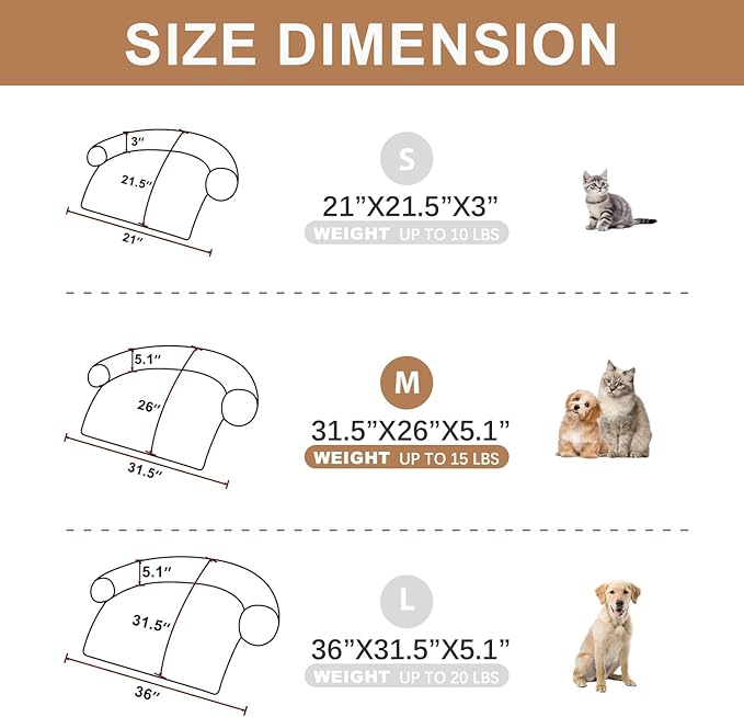 Dogs/Cats Bed Mats, Dog Pad Couch Cover for Dogs, Sofa Style Luxurious Mat for Pets, Waterproof Lining and Nonskid Bottom Perfect on Dog Crate, Cat Cage or in The Car. (Desert Brown, M)