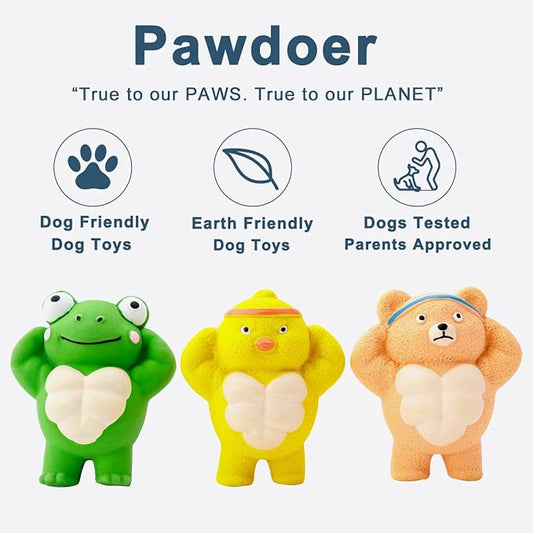 3 Pack Squeaky Dog Toys for Medium Dogs, Soft Latex Chicken Squeaky Dog Ball, Cute Funny Squeak Different Animals Frog Bear Chicken Pet Toys