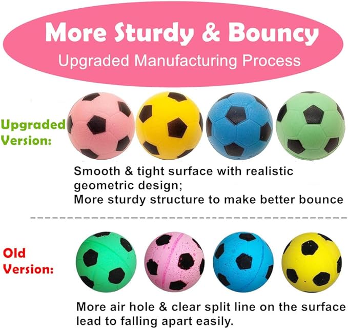Foam Soccer Balls Cat Toys 100 Pack - Soft Cat Sponge Balls Toys for Indoor Cats, 1.65", Present Box.