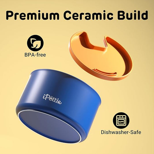 iPettie Ceramic Cat Water Fountain, 3.5L Cordless Pet Water Dispenser with 3 Water Modes, Ultra-Quiet Pump, Rechargeable 3000mAh Battery, BPA-Free Ceramic & ABS, Auto Low Water & Battery Alerts