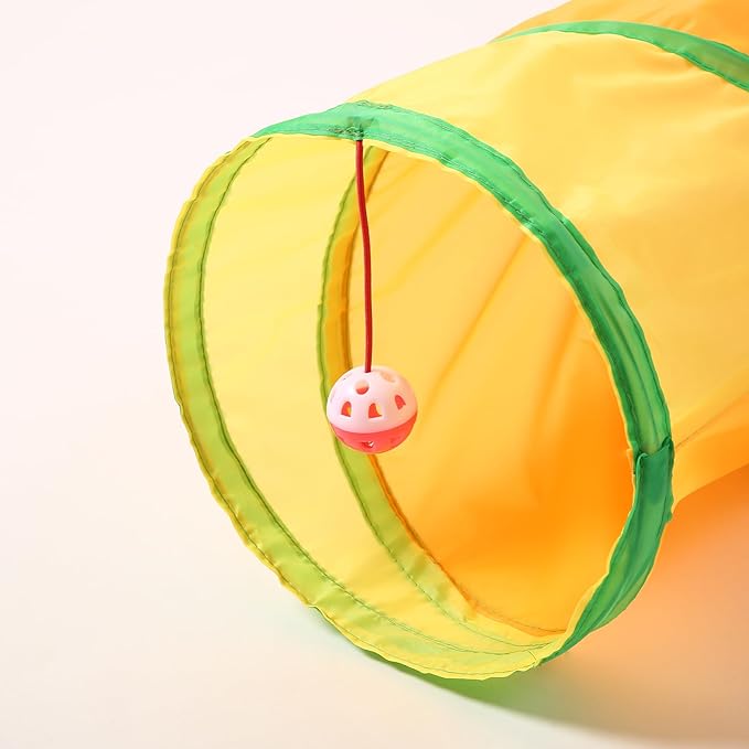 Coolcandy Cat Tunnel & Interactive Cat Toy Indoor, Curved 3 Way Tunnel Toys for Indoor Cats, Collapsible Interactive Peekaboo Cave with Play Ball, for Multi-Way Play & Small Animals