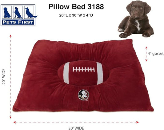 Pets First NCAA Florida State Seminoles Soft & Cozy Plush Pillow Bed - Sports Dog & Cat Cuddle, Warm Collegiate Mattress