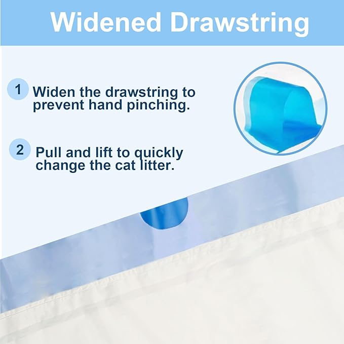 40 Count 21.6" x 11.8" Cat Litter Box Liners for Self-Cleaning Cat Litter Box, Replacement Automatic Litter Box Liners, 2 Rolls Drawstring Trash Bags for Robot, Extra Thick,(2 Packs/40 Counts)