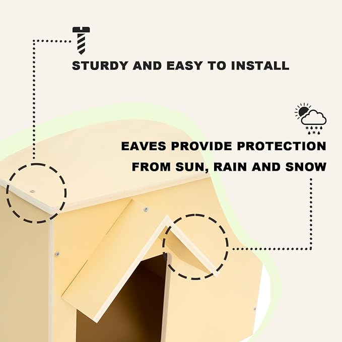 Outdoor Cat Houses Feral Cat Shelter Wooden Stray Cat Condo Outside Sturdy Waterproof and Insulated with Escape Door (one cat)