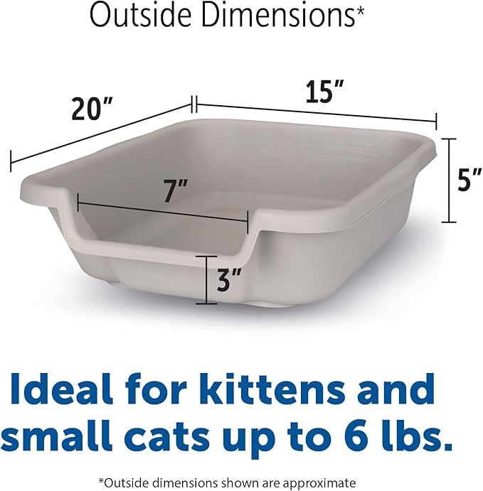 KittyGoHere Senior Cat Litter Box, Small Size, Misty Gray Color, Durable & Pet Safe Kitty Litter Box, Low 3" Entry and Lots More Room for Your Cats Comfort, Made in USA