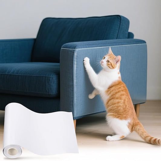 uxcell Anti Scratch Furniture Protector, 1 Roll 197" x 8" Single-Sided Sticky Couch Protector from Cat Claws, Clear Protectors from Cats Scratching for Sofa Corners, Walls, Doors