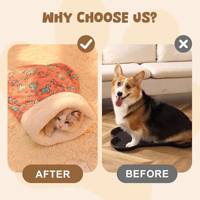 Pet Nest for Cats and Dogs, Soft Cat Dog Sleeping Bag, Warm Feline Bed, Portable Pets Nests, Soft Plush Winter Cat Cave Bed,Cat Dog Sleeping Bag for Indoor (Rabbit, 18 * 22inch)