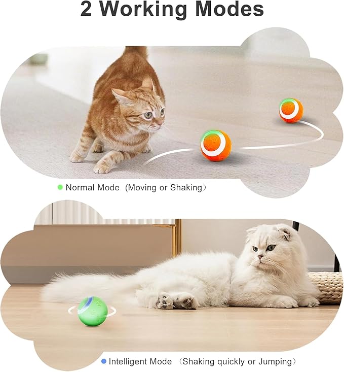SEALON Electric Interactive Cat Toy Ball(Orange 4 Pack) Indoor Cat Play Ball, Suitable for Cats Over 6 Months for Exercise, Weight Loss, and Fun