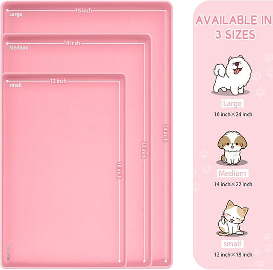 MateeyLife Silicone Cat & Dog Food Mat for Floors Waterproof, Anti-Slip Dog Bowl Mats for Food and Water, Pet Feeding Mats with Lip to Prevent Spills, Pet Placemat for Messy Drinkers to Protect Floors