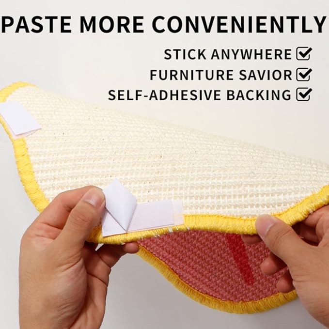 Sisal Cat Scratching Mat β Anti Scratch Furniture Protector for Walls, Couches, Cabinets, Doors & Carpet, 15.7x15.7 Inch, Shedding-Resistant Cat Scratcher with Hook and Loop Fastener (Yellow)