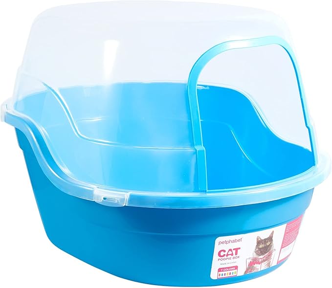 Petphabet Jumbo Hooded Cat Litter Box, Extra Large, Light Blue
