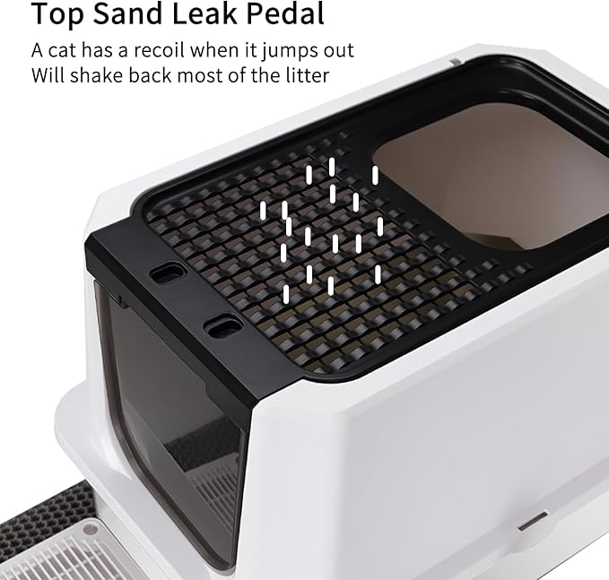 RIZZARI Stainless Steel Cat Litter Box, Odorless Enclosed Litter Box with Top Holes, Large Litter Pan for Small to Large Sized Cats (Black, 24" L*16" W*18" H)