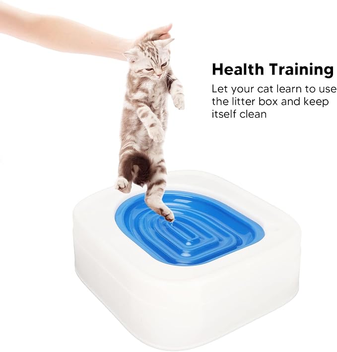 Luqeeg Cat Training Kit System - Professional Reusable Cat Toilet Trainer, Urinal Seat with Extra Blue Tray, Recess Design Facilitates Tray Removal