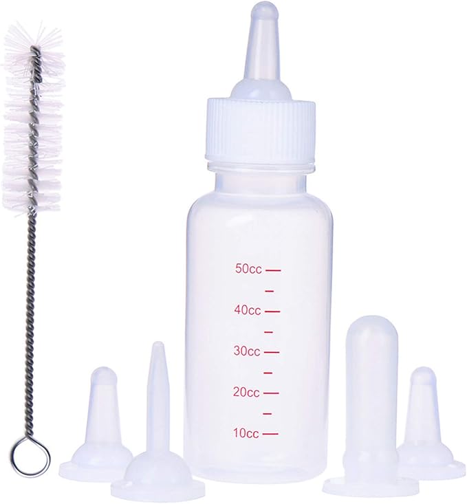 DoubleWood Pet Nursing Bottle Kits Nursing Bottle Kits Replacement Nipple Cat Feeding Bottle for Newborn Kittens, Puppies, Rabbits, Small Animals