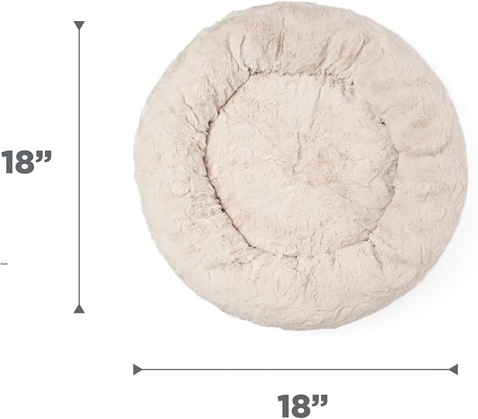 Best Friends by Sheri Original Calming Donut Dog and Cat Bed, Lux Faux Fur, Oyster, XS (18in x 18in) - Anxiety Relief for Pets Up to 10 lbs