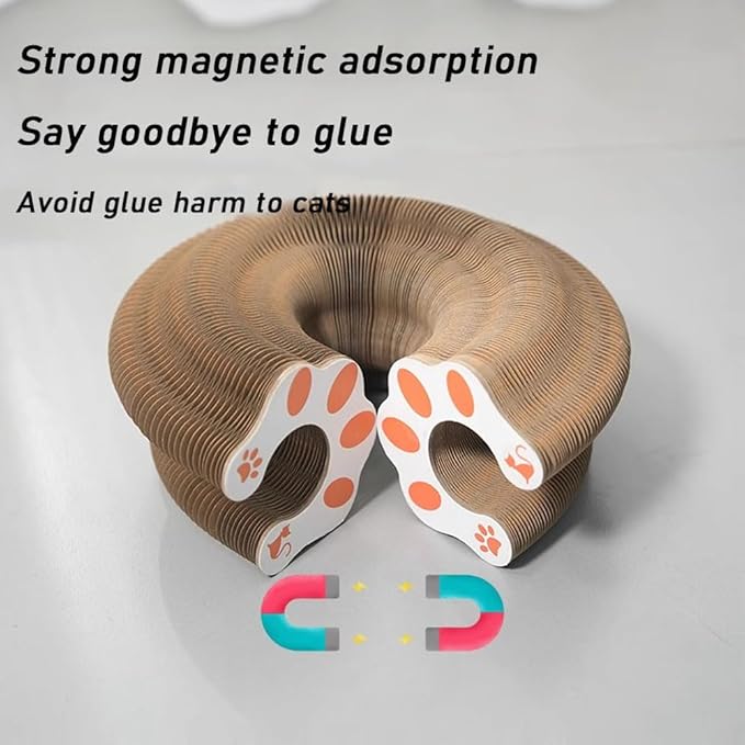 Claw Coil for Cats, Claw Coil, Cat Scratching Board with Bell, Magnetic Suction Interactive Indoor Playboard, Corrugated Paper, Does Not Take Up Space (B)