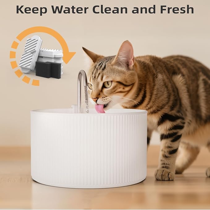 Cat Water Fountain Filters Upgraded Units 2.0 74oz/2.2L Ceramic Cat Water Fountain, Replacement Filters (12+12 Pack)