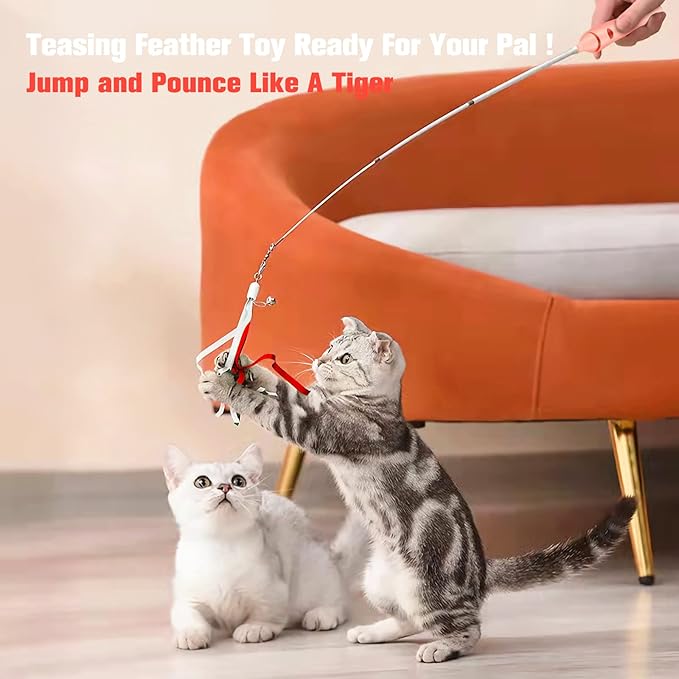 3-in-1 Retractable Cat Wand Toy for Indoor Cats