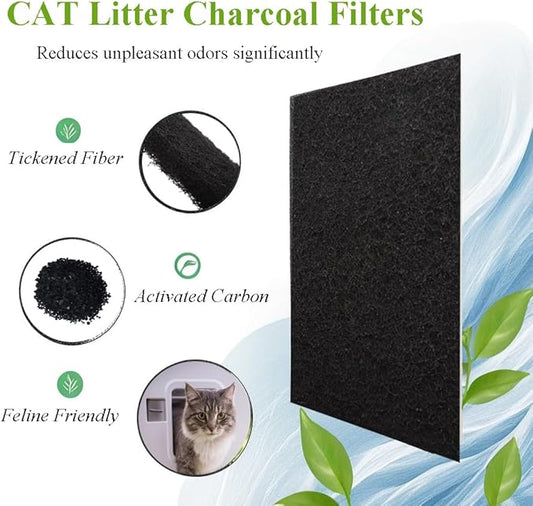 6 Pack Carbon Filters Compatible with Model LR 3, Thickened Cat Litter Box Filters Replacement to Absorb Odors from Pets, Keep Your Home Clean and Fresh