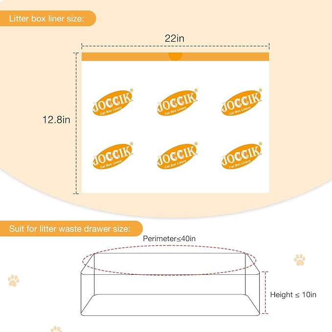 Cat Litter Bags for Automatic Litter Box Liners Compatible with MeoW SC01/C02/LR01, Waste Bags for X & MAX, 22" 12.8" 50 Count