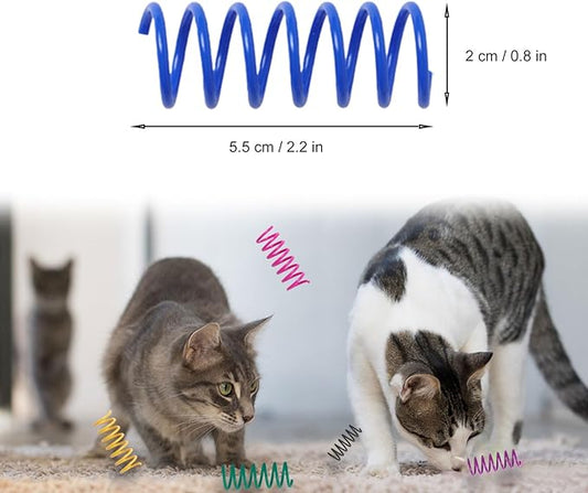 24PCS 12Colors Cat Spring Toys for Indoor Cats, Interactive Coil Springs for Self Play, Durable Heavy Plastic Cat Spiral Spring, Hunting, Biting, Swatting Creative Kitten Toy.