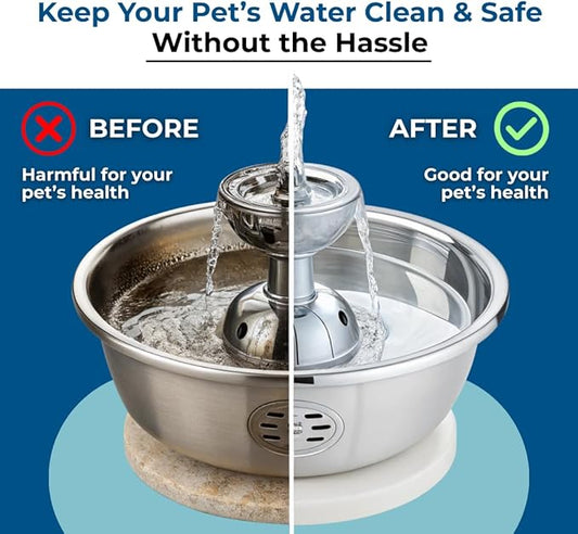 24 Pack Pet Fountain Cleaning Tablets, Removes Stains & Mineral Residue from Pet Fountains, Helps Maintain Water Flow & Pet Fountain Pump, Easy Drop-In Formula