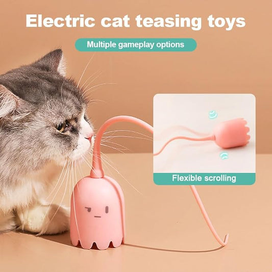 Indoor Cat Toys, Most High-Tech Electric Cat Toy, Interactive Cat Toy Cat Wand Toy for Indoor Cats, Rechargeable Automatic Cat Interactive Toy for Bored Indoor Adult Cats (Pink)