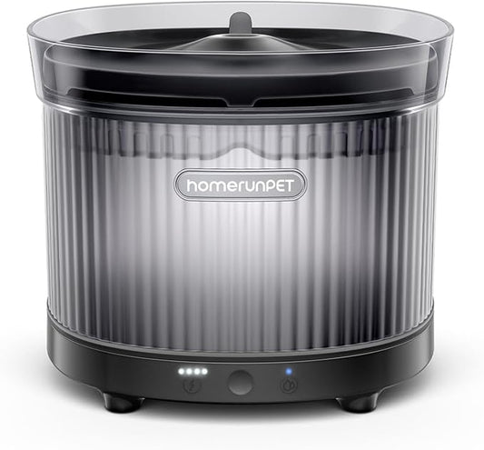 Homerunpet Cordless Cat Water Fountain, 7800mAh Battery, 30-Day Runtime, Easy-Clean Detachable Design, Transparent Tank, Motion Sensor, Black