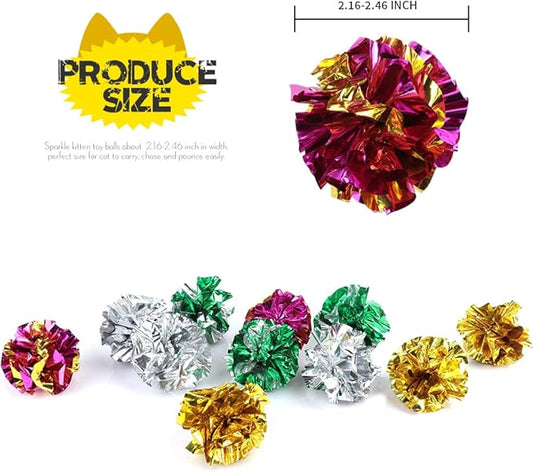 HNYYZL 25 Pack Crinkle Balls Cat Toys - Original Mylar Crinkle Balls Cat Toys(Random Color)