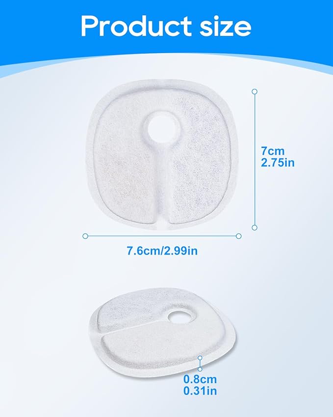 Cat Fountain Filter Replacement - 6 Pack Multilayer Filters for 2L/67oz E & E1+ Automatic Cat Water Dispenser