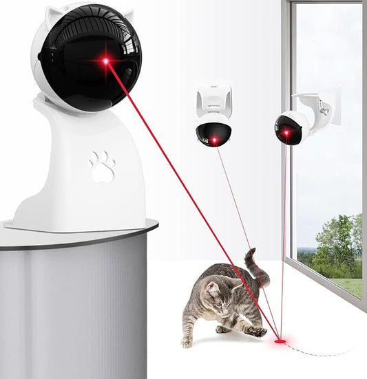 Goopow Interactive Laser Pointer Cat Toys for Indoor Cats,Cat Laser Toy Automatic for Bored Indoor Adult Cats/Kittens/Dogs,USB Rechargeable,3 Speed Modes(Gray)