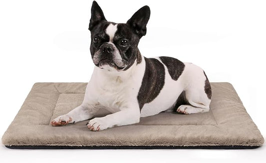 Washable Dog Crate Bed for Large Dogs, Soft Fluffy Pet Kennel Bed Mat Sleeping Mattress, Anti-Slip Travel Flat Pet Beds for Indoor & Outdoor Dogs (30" x 20", Brown)