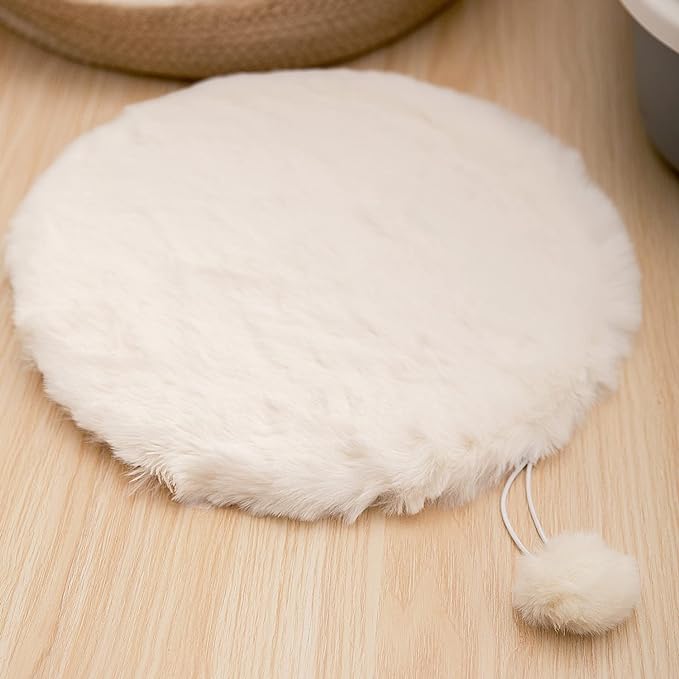 SHENGOCASE 2-Pack 13.8" Round Faux Rabbit Fur Cat Dog Bed Cushion Pad Mat, Cat Tree Tower Replacement Cushion Pad for Window Perch Carrier House Cage Crate Kennel Furniture