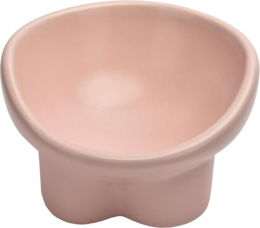 Ceramic Raised Cat Bowl,Elevated Tilted Anti Vomit Cat Bowls for Indoor Cats Whisker Friendly Pet Feeder for Food and Water,Cute Tilted Dish for Flat Faced Cats,Puppies