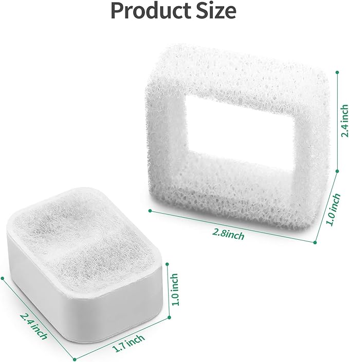 Ceramic Cat Water Fountain Replacement Filters, 16 Pack Pet Fountain Replacement Filters and 4 Pack Foam Filters for Tritone/Fiumi Ceramic Pet Lotus Ceramic Pet Drinking Fountain