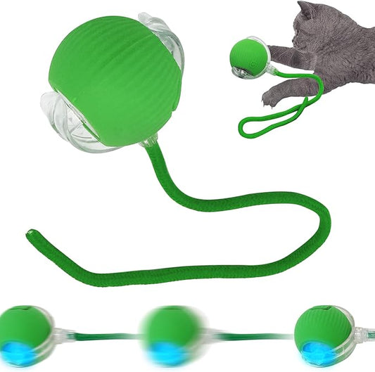 New Interactive Rolling Dog Ball, 360° Smart Pet Toy Ball, Self Rolling Ball Cat Toys for Small Medium Dogs Cats, Green 1pcs