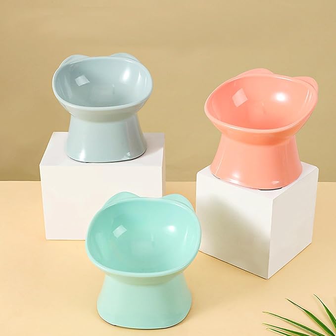GKYZBB Elevated Cat Bowls, 15° Tilted Raised Cat Food Bowl Anti-Vomiting,Dog Kitten Food Dishes Pet for Cats and Small Dogs (Pink)
