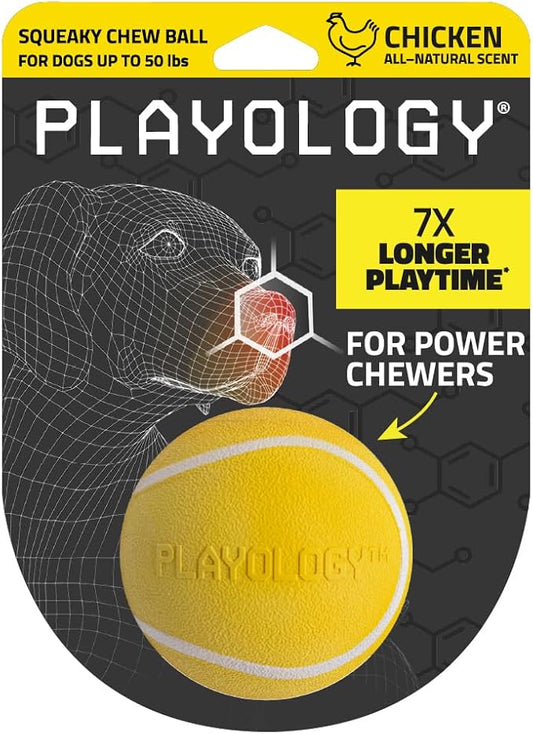 Playology Dog Toys | Squeaky Chew Ball - Squeaky and Bouncy Durable Floating Fetch Ball for Dogs | Medium Cheddar Cheese Scented Toy - Easy to Clean and Made from Non Toxic Materials