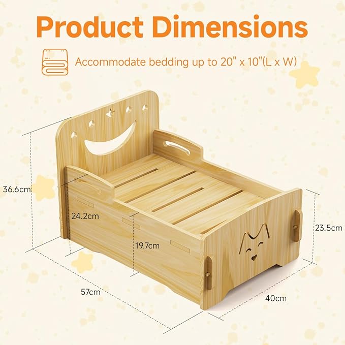 Wooden Cat Bed-Wooden Indoor Pet Bed for Cats, Dogs, Rabbits, Kittens and Small Animals Without Mattress,Easy Assembly