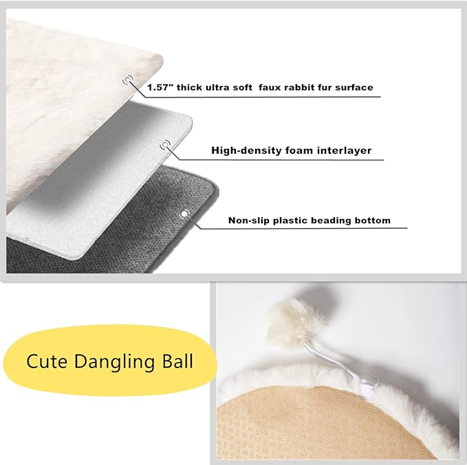 SHENGOCASE 2-Pack 14" x 19.7" Faux Rabbit Fur Cat Dog Bed Cushion Pad Mat, Cat Tree Tower Replacement Cushion Pad for Window Perch Carrier House Cage Crate Kennel