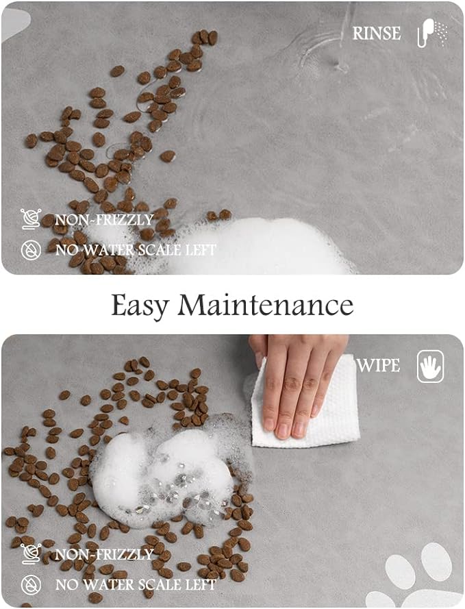 Pet Feeding Mat-Absorbent Dog Mat for Food and Water Bowl-No Stains Quick Dry Water Dispenser Mat-Dog Accessories Pet Supplies-Bowl for Messy Drinkers(LIGHTGREY,16"x24"