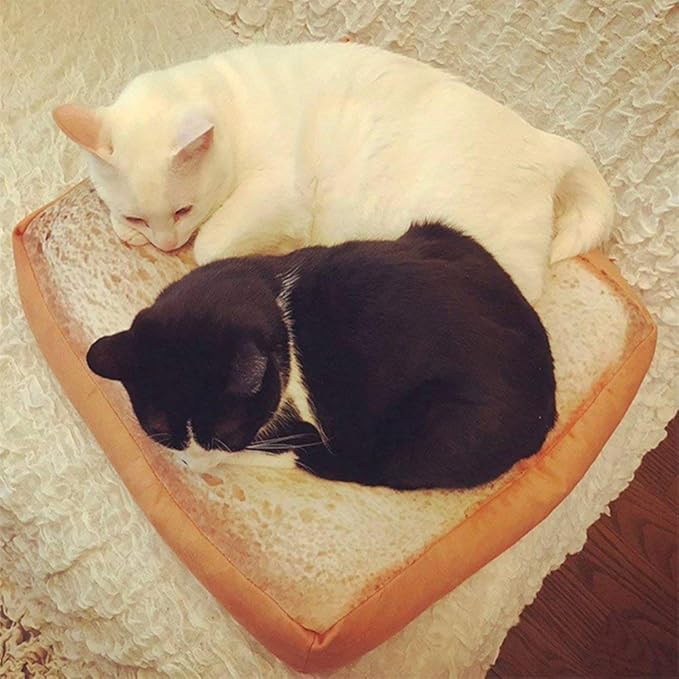 S-Lifeeing Fashion Pet Cushion Bed Winter Plush Nest Kennel Lovely Bread Warm Comfortable Dog Toast Pad Cat Mat (Bread)
