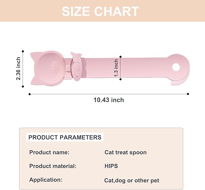 PETPAWLOVELY-1PCS Cat Treat Spoon Squeeze,Cat Strip Feeder spoon,Multi-Function Dispenser spoon,Easy Feeding Spoon for Licky Treats,Pet Food Spoon for Wet Food(Pink)