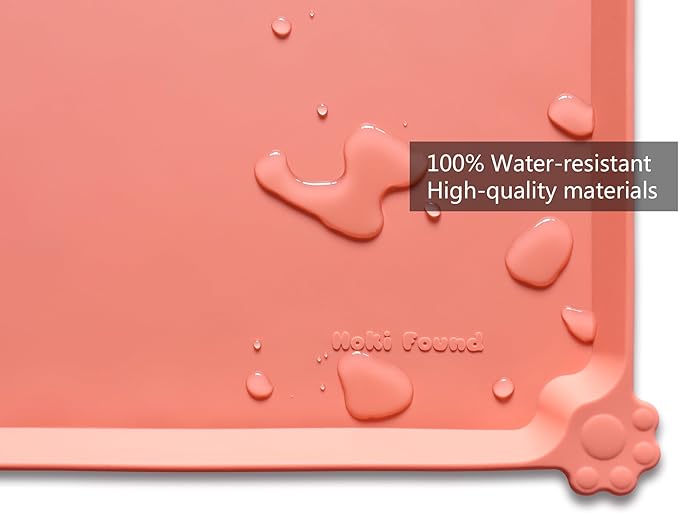 Hoki Found X-Large Silicone Pet Feeding Mats - Non Slip, Waterproof Food & Drink Mats for Dogs, Cats & Carpet - Burnt Coral