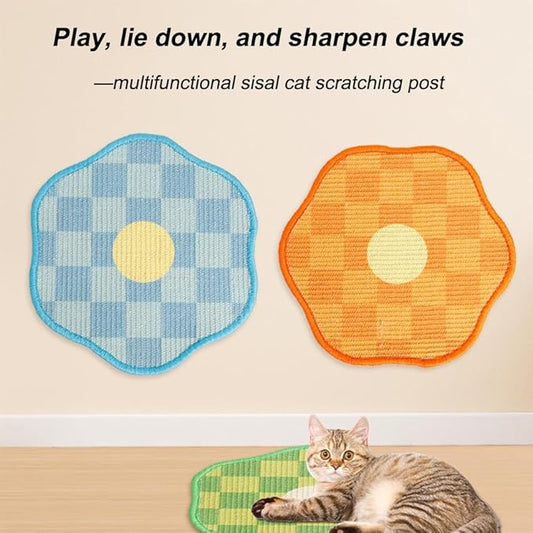 Sisal Cat Scratching Mat – Anti Scratch Furniture Protector for Walls, Couches, Cabinets, Doors & Carpet, 15.7x15.7 Inch, Shedding-Resistant Cat Scratcher with Hook and Loop Fastener (Orange)